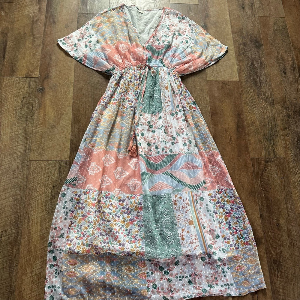 Women's World Market Patchwork Maxi Dress L Multicolor